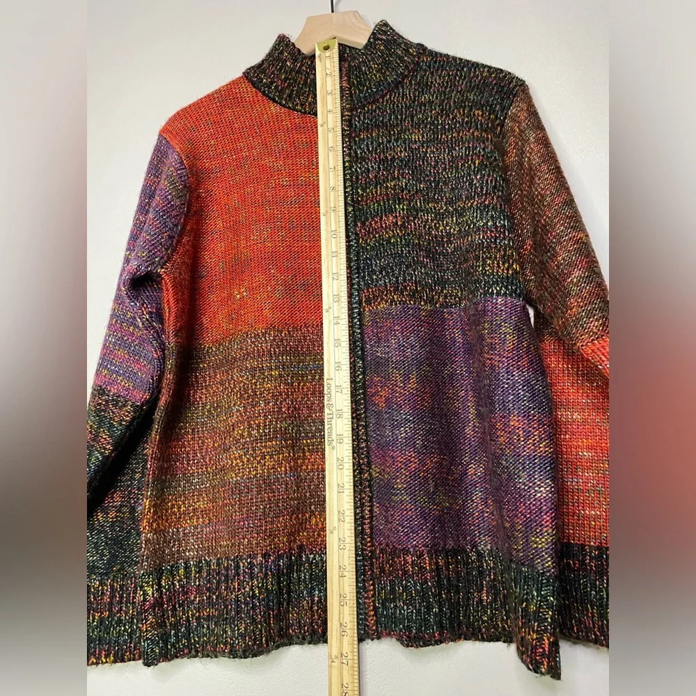 Vintage colorblock zipper cardigan coldwater creek sweater colorful medium fall - Picture 12 of 13